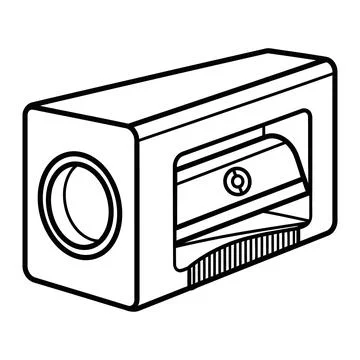 Rectangular pencil sharpener outline line art icon vector illustration graphi Stock Illustration
