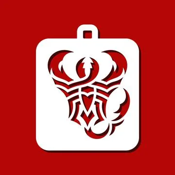 Rectangular pendant with abstract scorpion.  库存插图