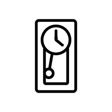 Rectangular pendulum clock device icon vector outline illustration Stock Illustration