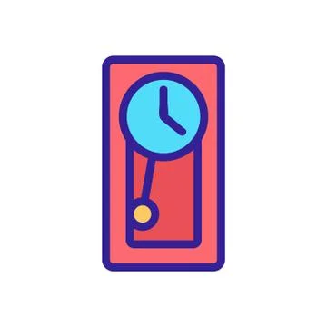 Rectangular pendulum clock device icon vector outline illustration Stock Illustration