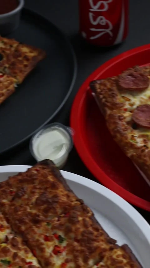 A rectangular pepperoni pizza with melted cheese and crispy crust Stock Footage 307058521