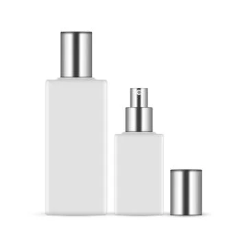 Rectangular Perfume Bottles With Metal Caps Stock Illustration