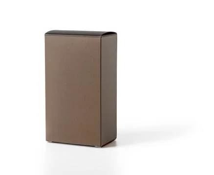 Rectangular perfume box of noble brown color isolated on white. Stock Photos