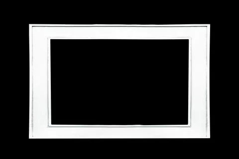 Rectangular photo frame border shabby chic style beechwood white paint Stock Photos