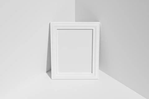 Rectangular photo frame on floor in corner top view Illustrazione stock
