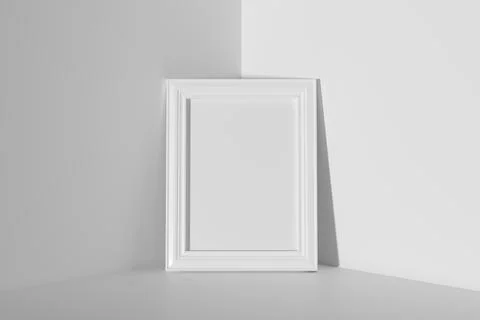 Rectangular photo frame on floor leaning at walls in corner Stock Illustration