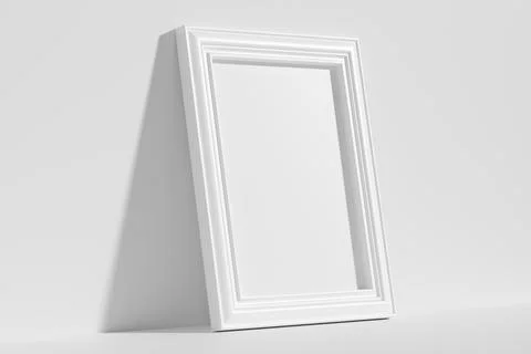 Rectangular photo frame on floor leaning at wall diagonal view Stock Illustration