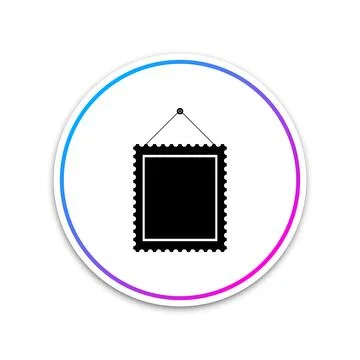 Rectangular picture frame hanging on the wall icon isolated on white background Stock Illustration