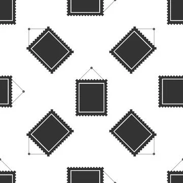 Rectangular picture frame hanging on the wall icon seamless pattern on white Illustrazione stock