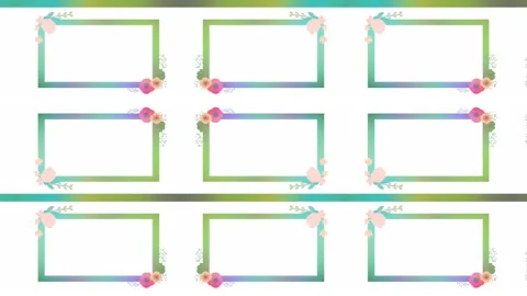 Rectangular picture frames for copy space of photos or text with flowers Stock Footage 134393606
