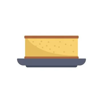Rectangular piece of cake on a plate side view Stock Illustration