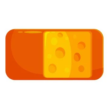 Rectangular piece of cheese with orange rind showing its texture Stock Illustration
