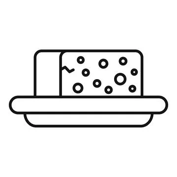 Rectangular piece of cheese resting on a plate Stock Illustration