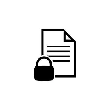 A rectangular piece of paper with a padlock on it. Blocked document. Vector i Illustrazione stock