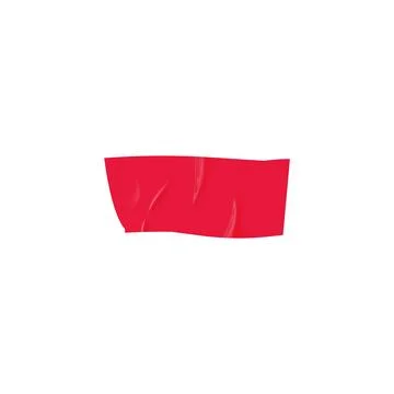 Rectangular piece of red adhesive tape with wrinkles, vector 3d illustration. Stock Illustration