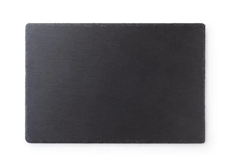A rectangular piece of slate stone on a white background Stock Photos