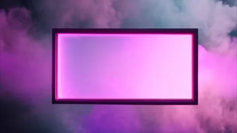 A rectangular pink frame against a background of slowly moving gray smoke. Stock Footage 273953866