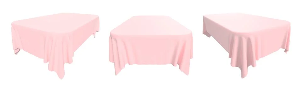 Rectangular pink tablecloth with rounded corners set Stock Illustration