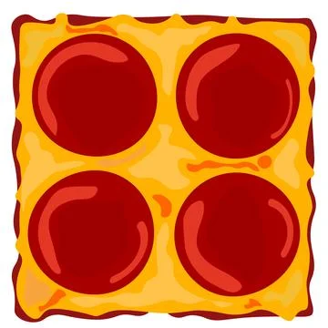 Rectangular pizza slice with salami, pepperoni, vector flat design Stock Illustration