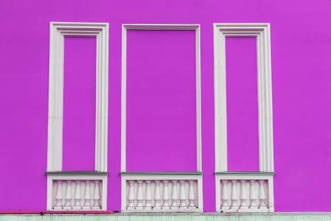 Rectangular plaster decorative frames on the wall, balustrade, columns, balus Stock Photos