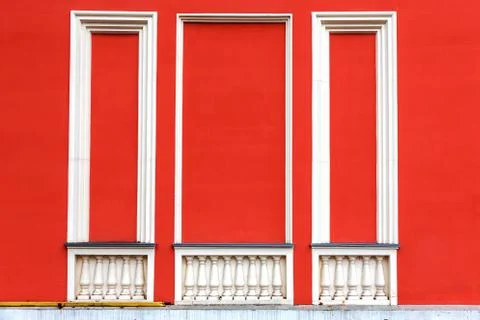 Rectangular plaster decorative frames on the wall, balustrade, columns, balus Stock Photos