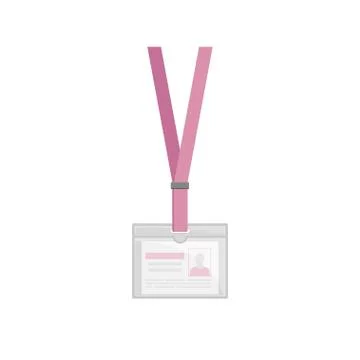 Rectangular plastic ID card holder with place for photo and text. Badge with Stock Illustration