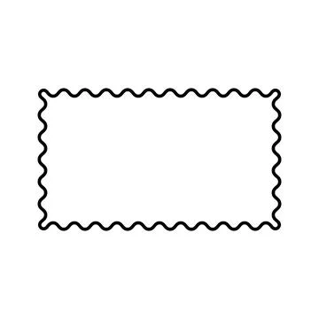 Rectangular postage stamp contour with wavy perforated border outline Ilustração Stock