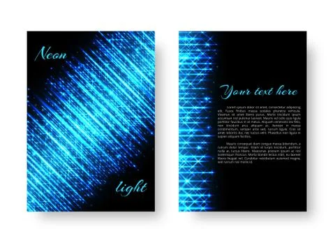 Rectangular postcard with neon light Illustrazione stock