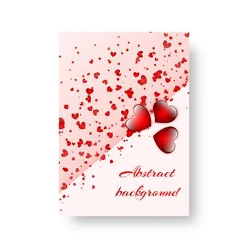 Rectangular poster with scarlet hearts Stock Illustration