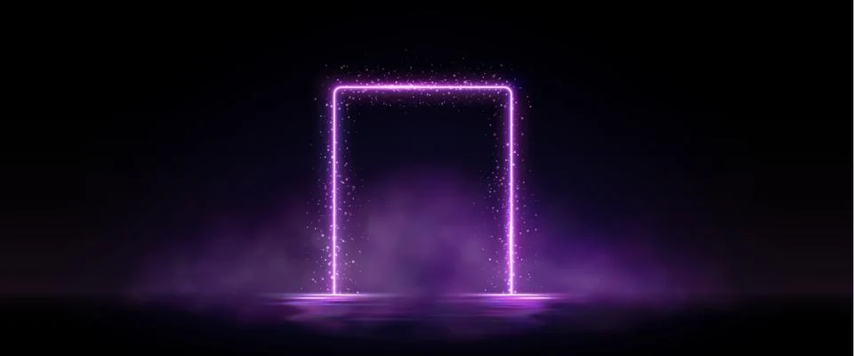 Rectangular purple frame on dark water background Stock Illustration