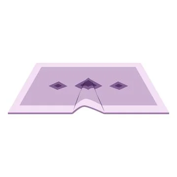 Rectangular purple rug with a diamond pattern and folds, soft floor covering. Illustrazione stock