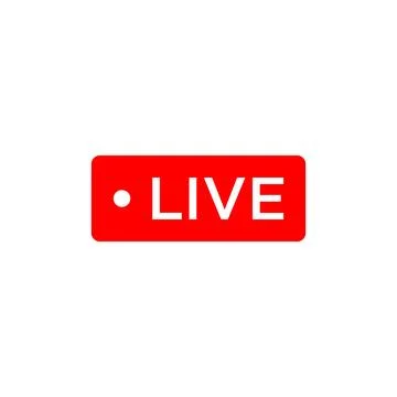 Rectangular red button live stream vector icon Illustrazione stock