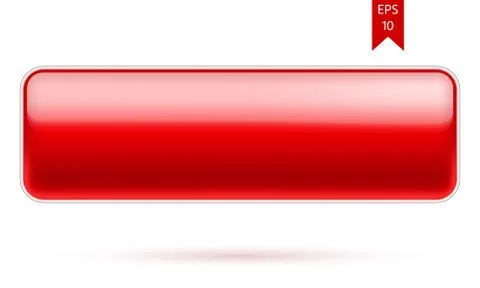 Rectangular red glossy button. Vector Illustration. Stock Illustration