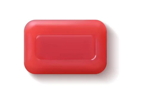 Rectangular red soap bar. Realistic hand washing detergent. 3D hygienic cleaning Illustrazione stock