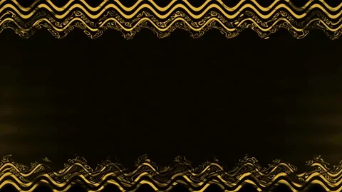 Rectangular richly decorated, wavy neon glowing gold square frame, horizont.. Stock Footage 270315120