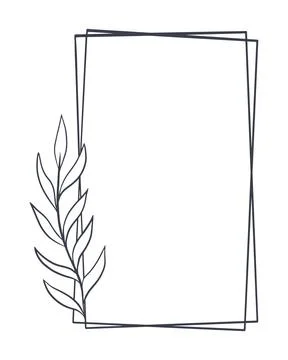 Rectangular rim with deciduous sprig isolated vector illustration Illustrazione stock