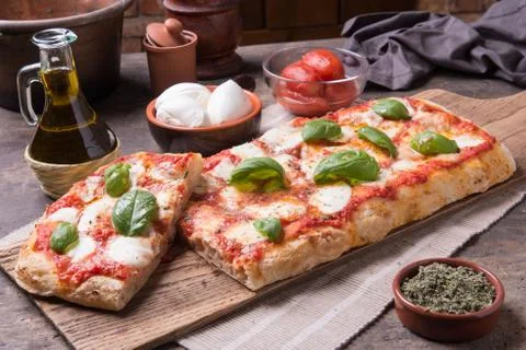 Rectangular romana's pizza Stockfoto's