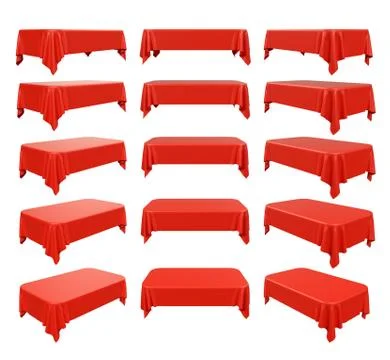 Rectangular rounded red tablecloth set Stock Illustration