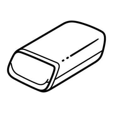 Rectangular rubber eraser outline line art drawing vector icon element 스톡 일러스트