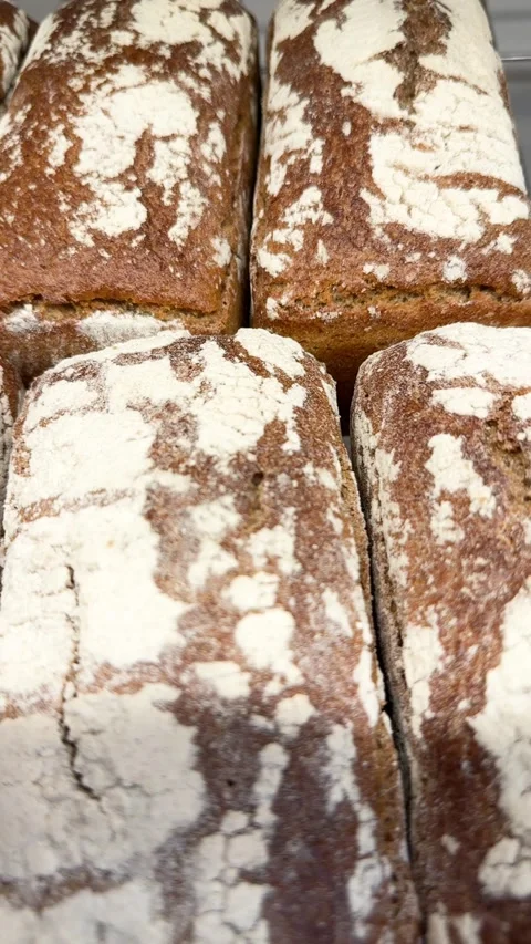 Rectangular rustic bread loaves with flour 库存影片 314953896