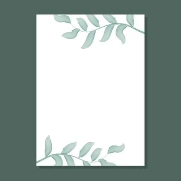 Rectangular rustic frame with watercolor greenery vector illustration Stock Illustration
