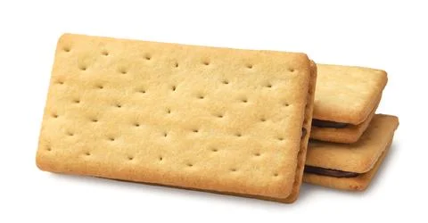 Rectangular sandwich cookies close-up on a white. Isolated Stock Photos