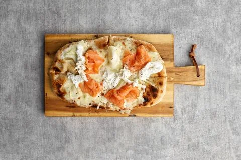 Rectangular shape and thick hand made romana's pizza Stock Photos