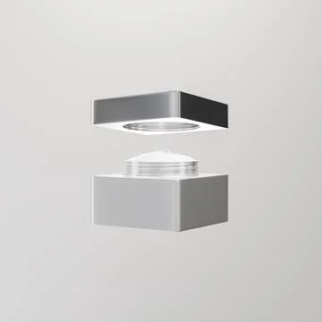 Rectangular shape cream jar mockup, square skincare packaging with silver Stock Illustration