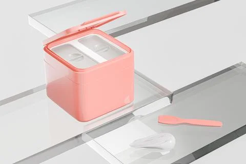 Rectangular shape facial cream container with flip top cap mockup Stock Illustration
