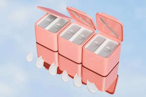 Rectangular shape facial cream container with flip top cap mockup Stock-Illustration
