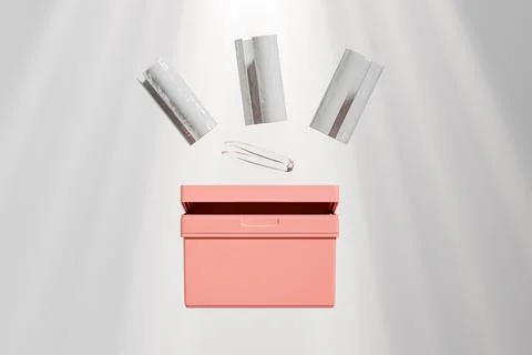 Rectangular shape facial toner pad container with tweezer mockup Illustrazione stock