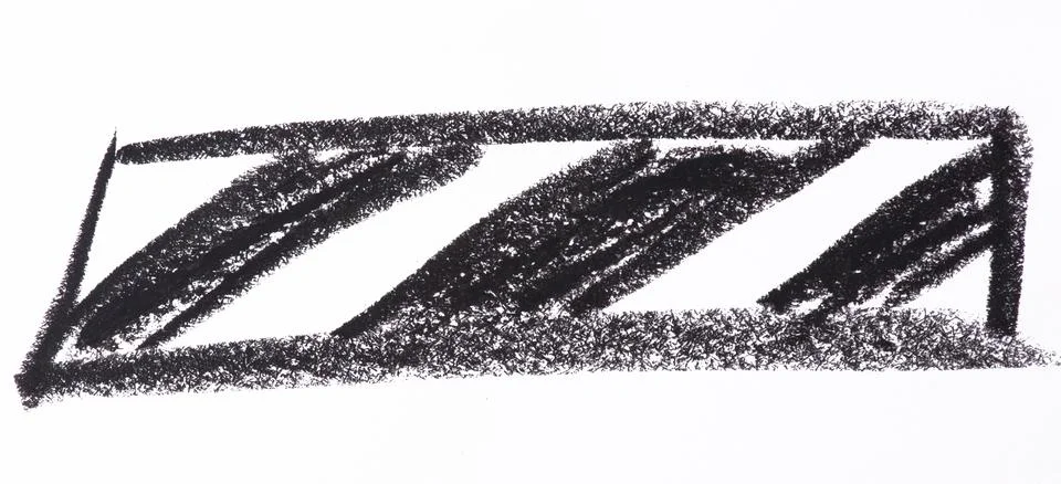 Rectangular shape outlined and filled with thick, diagonal black crayon str.. Stock Photos