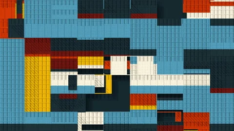 Rectangular shapes move in horizontal and vertical planes. 3d loop animation Stock Footage 137501663