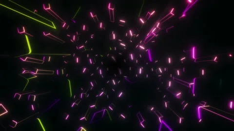 Rectangular Shapes In Neon Colors Fly Towards The Camera In An Endless VJ Lo 스톡 동영상 197466120